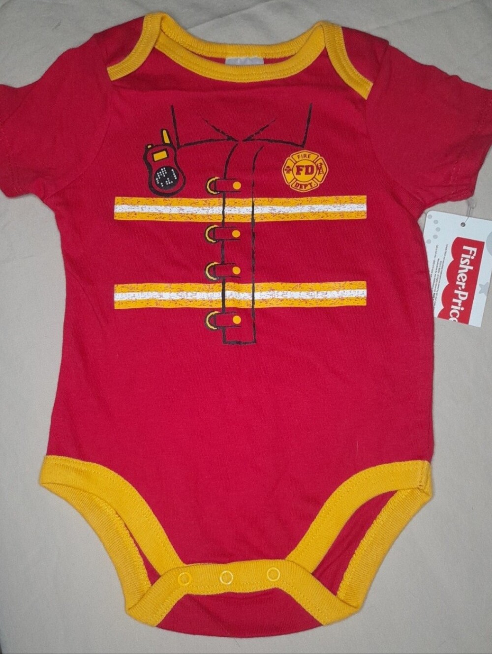 Fisher-Price Infant 3-6 mos. Fireman Bodysuit Creeper Outfit Costume